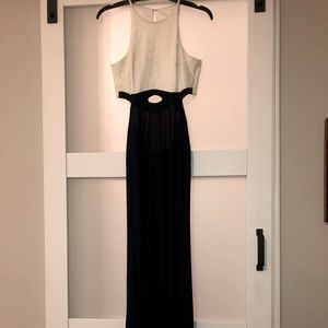 White and Navy formal gown